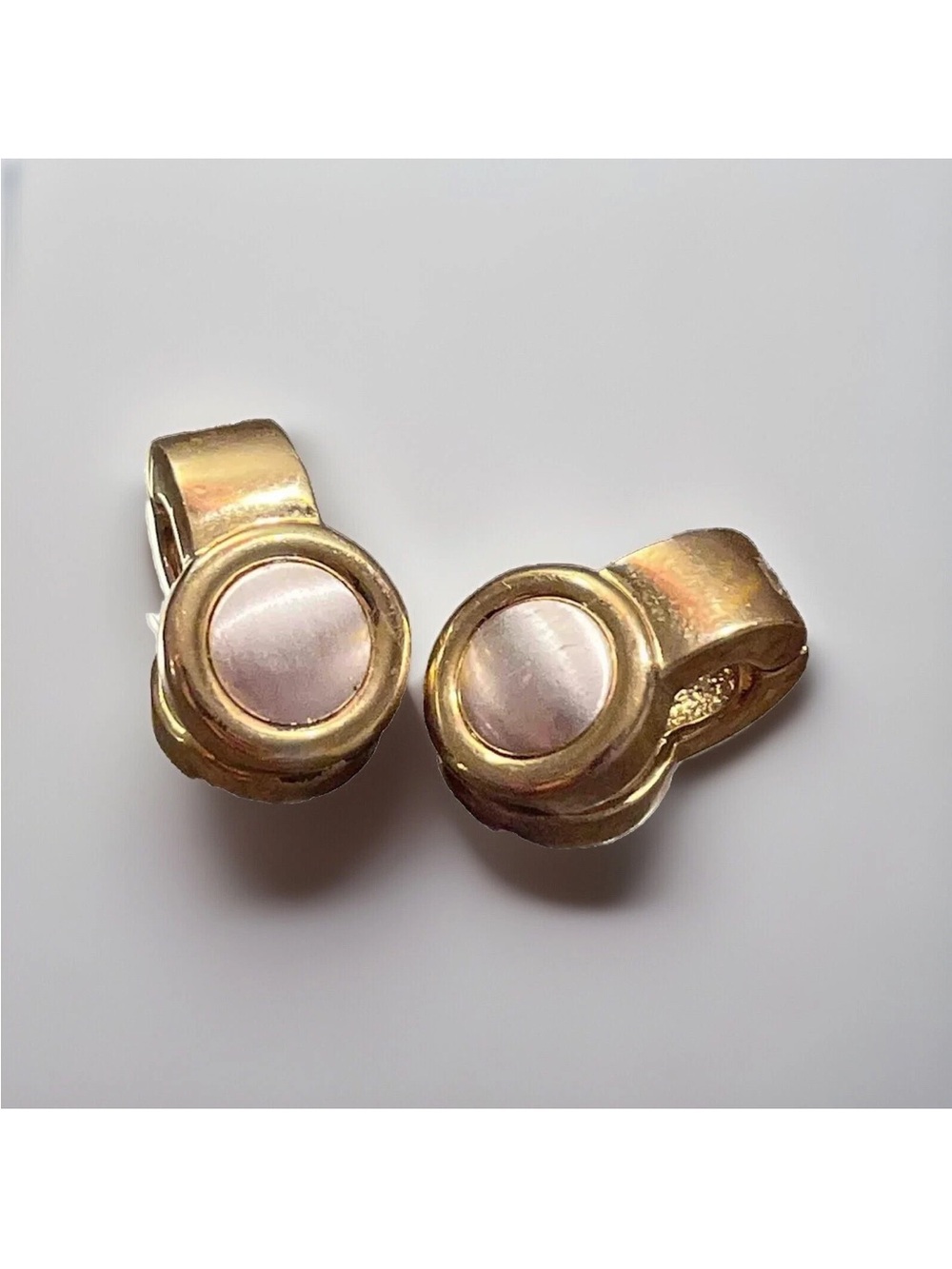 Vintage Avon Gold-Tone Cuff Links with Pink Mother-of-Pearl Centers